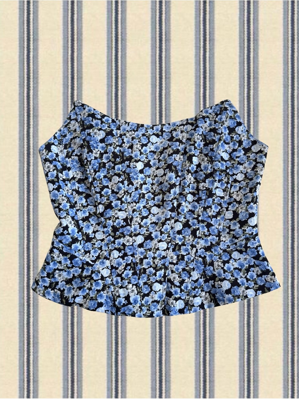 Lioness Blue Floral Strapless Corset Top